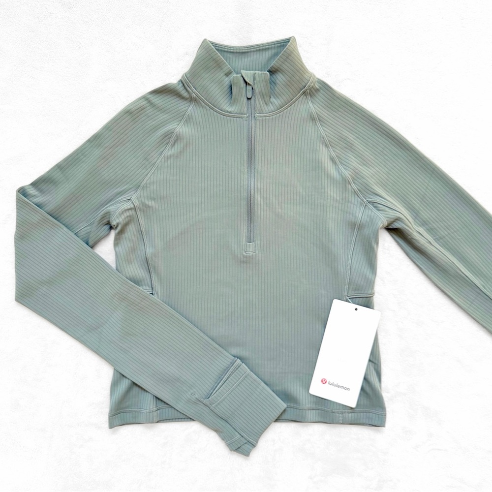 NWT Lululemon It’s Rulu Ribbed Cropped Half-Zip – Willow Leaf — Size 4 (Rare)